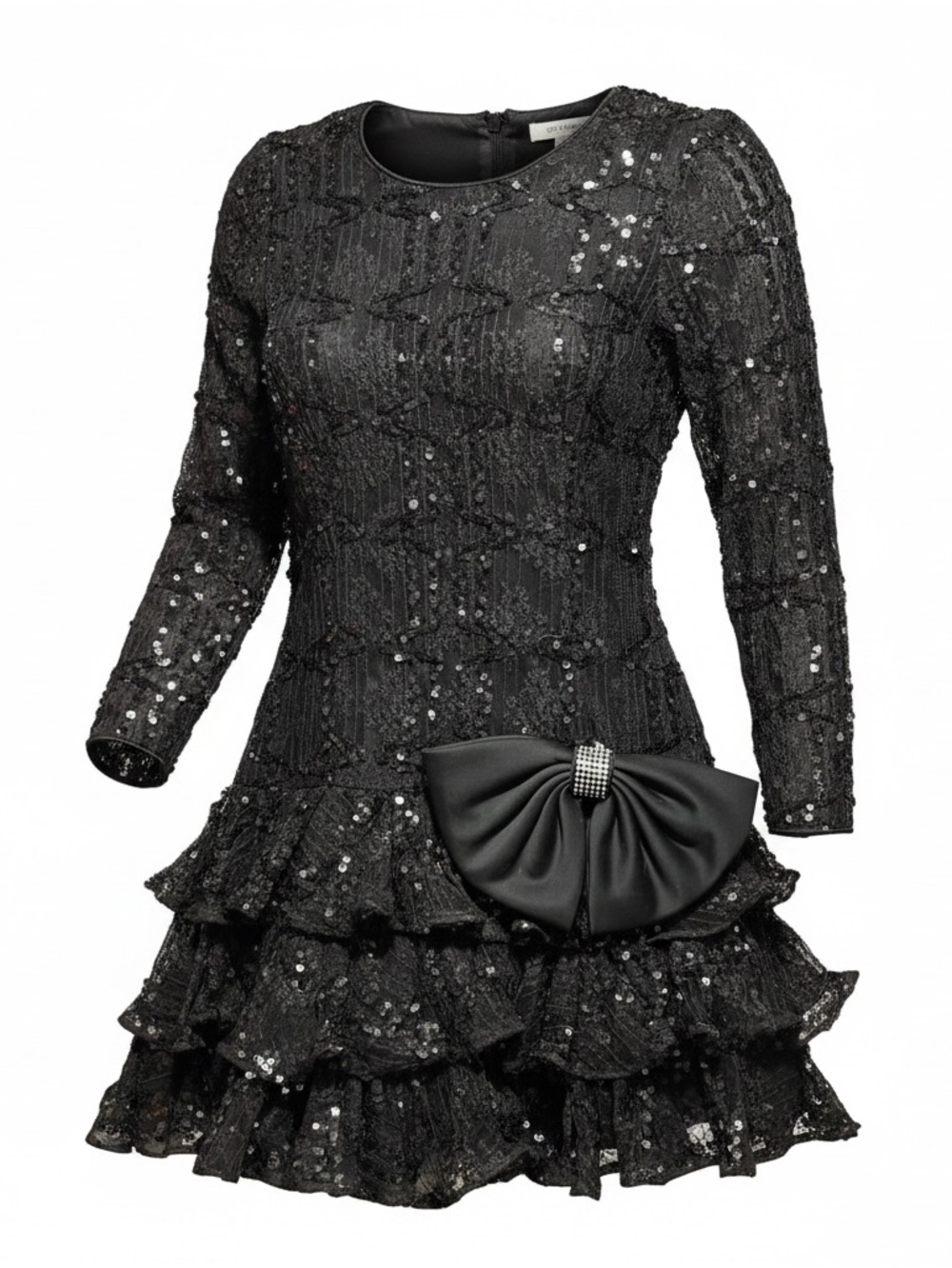 Vintage 1980s Julie Duroché for After Five black sequin and lace cocktail dress